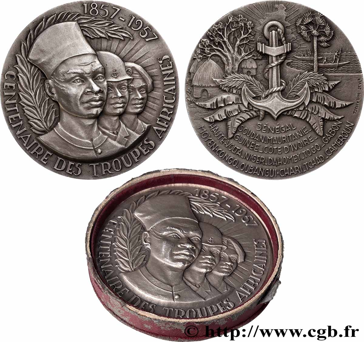 AFRIQUE OCCIDENTALE FRANÇAISE Médaille, Centenaire des troupes africaines SUP