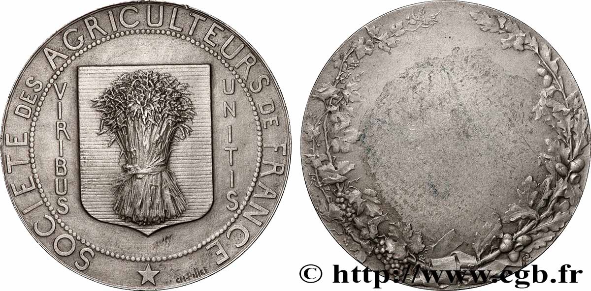 SOCIÉTÉS D&nbsp;AGRICULTURE, HORTICULTURE, PÈCHE ET CHASSE Médaille, Société des agriculteurs de France BB