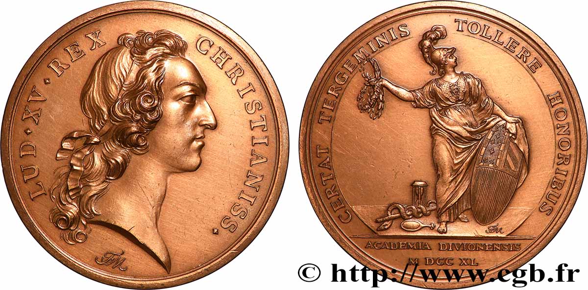 LOUIS XV THE BELOVED Médaille, L’académie de Dijon, refrappe AU