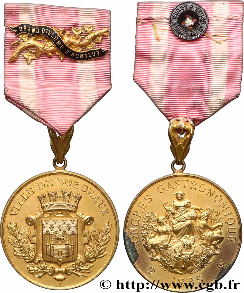 TROISIÈME RÉPUBLIQUE Médaille, Congrès gastronomique SUP/TTB+