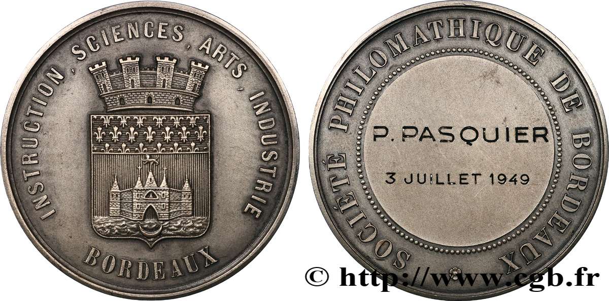 QUATRIÈME RÉPUBLIQUE Médaille, Société philomathique SUP