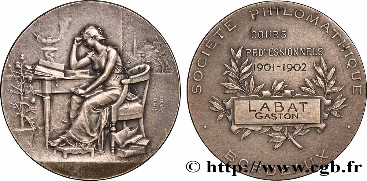 ÉTAT FRANÇAIS Médaille, Cercle philomathique, Cours professionnels SUP