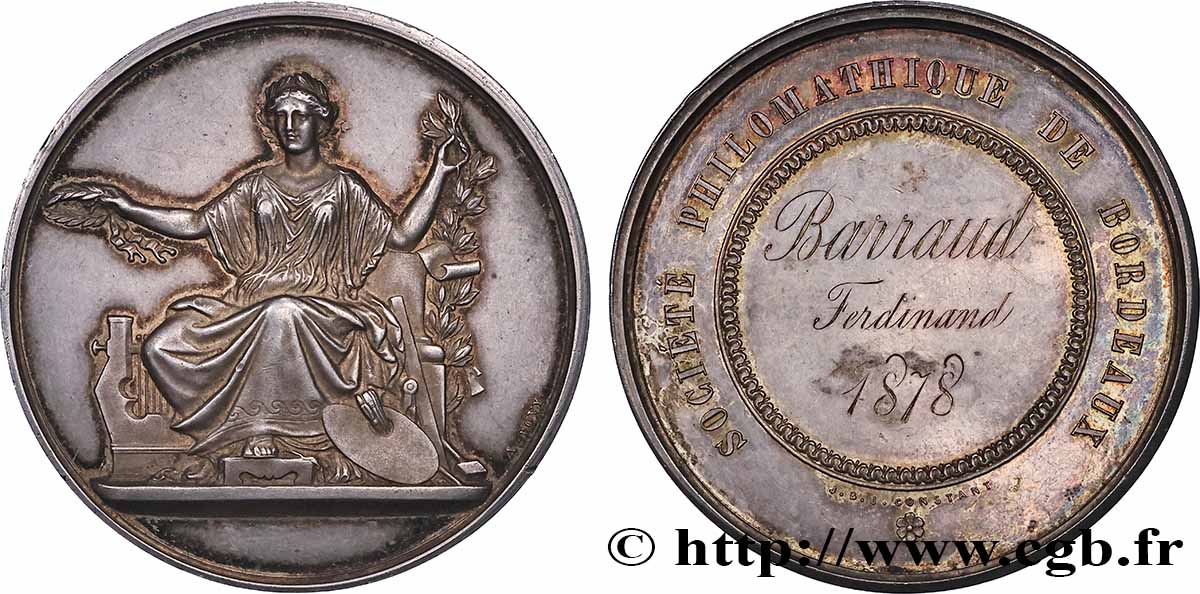 TROISIÈME RÉPUBLIQUE Médaille, Société philomathique SUP