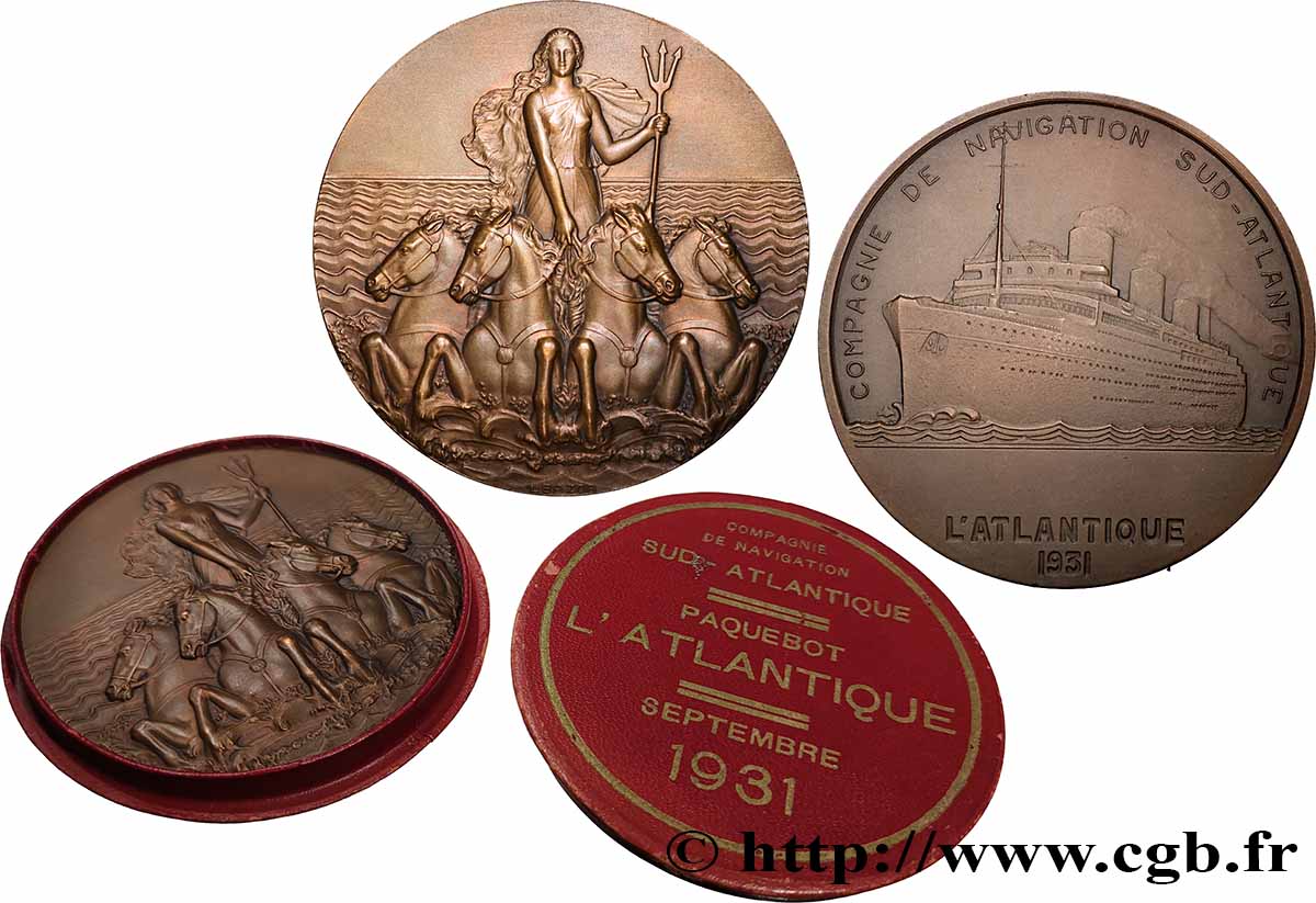 TROISIÈME RÉPUBLIQUE Médaille, Compagnie de navigation Sud-Atlantique, L’Atlantique SUP