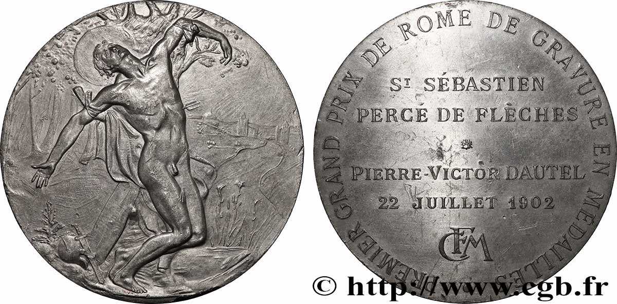 TROISIÈME RÉPUBLIQUE Médaille, Saint Sébastien percé de flèches, Exemplaire Éditeur SUP