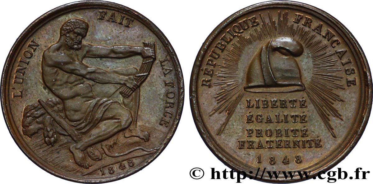 DEUXIÈME RÉPUBLIQUE Médaille BR 26 (module 2 Francs) à l Hercule SC