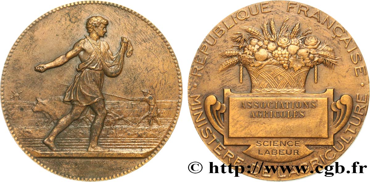 III REPUBLIC Médaille de récompense, Associations agricoles XF
