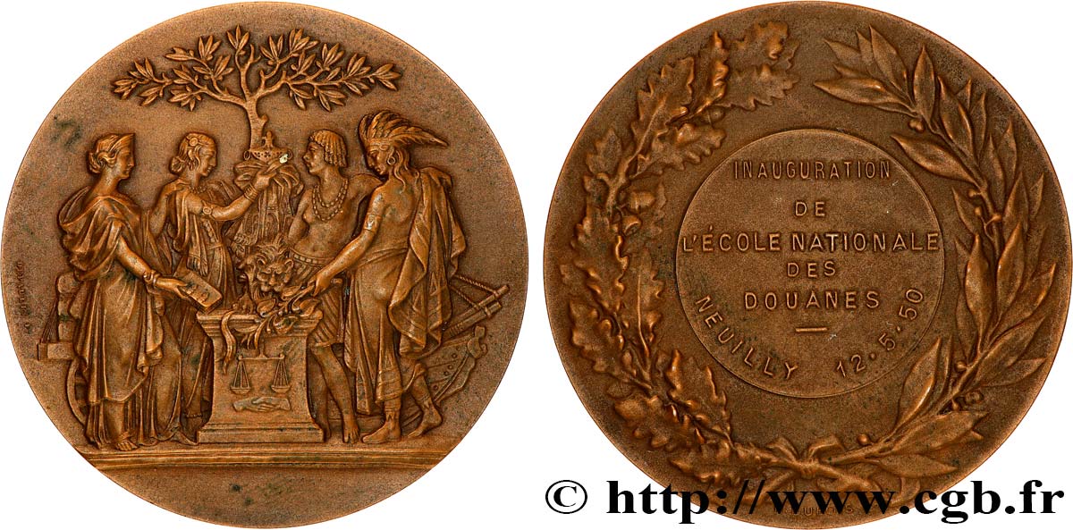 QUATRIÈME RÉPUBLIQUE Médaille, Inauguration de l’école nationale des douanes SUP