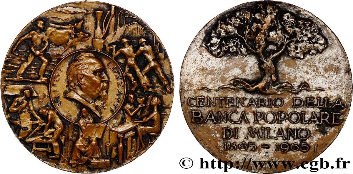 ITALIEN Médaille, Centenaire de la Banco Popolare di Milano SS