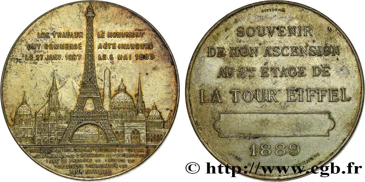 TERCERA REPUBLICA FRANCESA Médaille de l’ascension de la Tour Eiffel (2e étage) MBC+