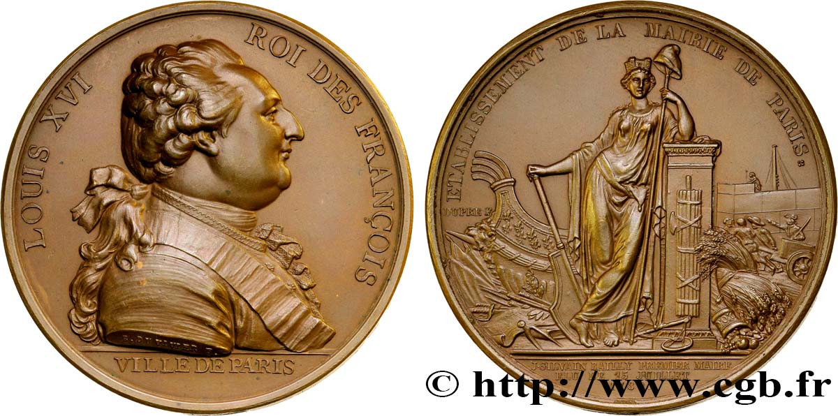 LOUIS XVI Médaille de la ville de Paris - J. S. Bailly maire AU