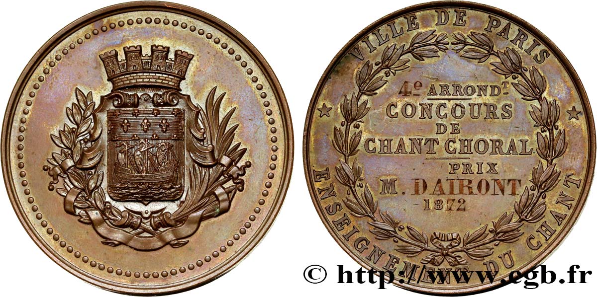 III REPUBLIC Médaille de la ville de Paris AU/AU
