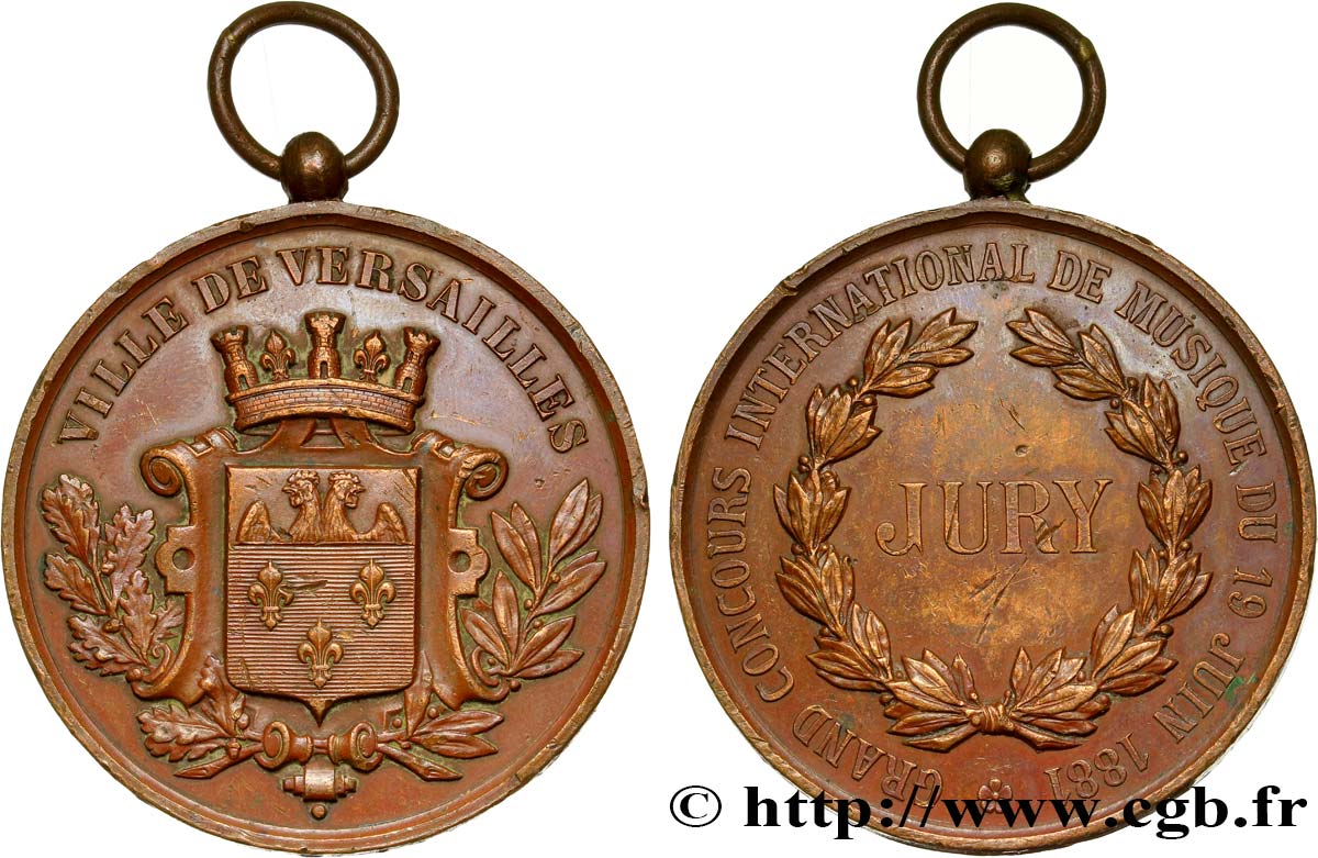 III REPUBLIC Médaille de la ville de Versailles AU/XF
