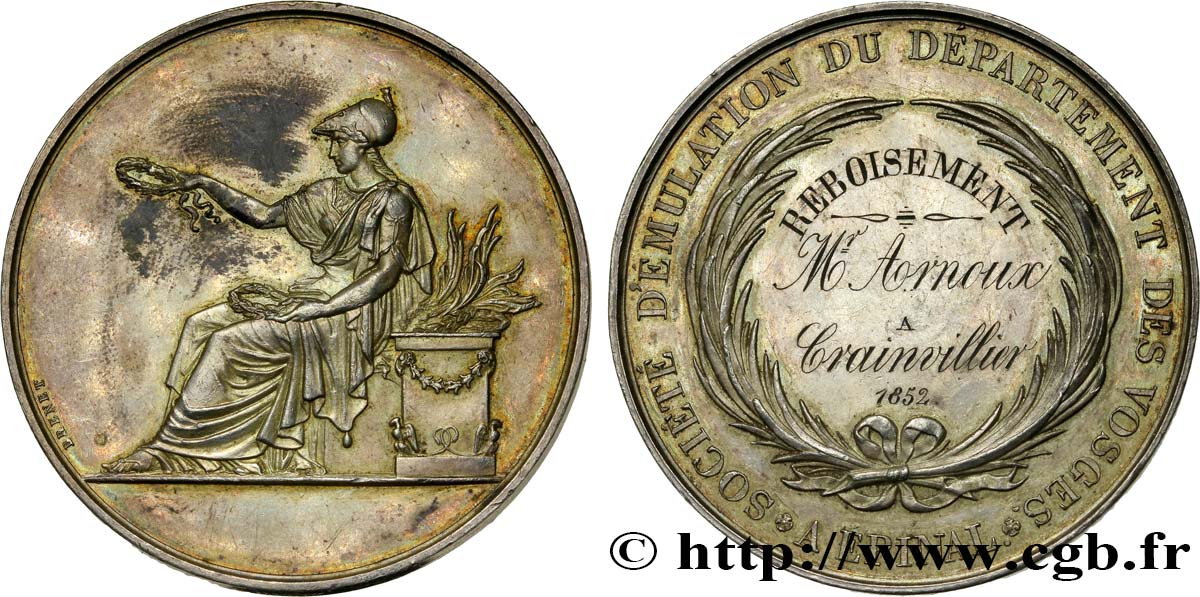 DEUXIÈME RÉPUBLIQUE Médaille des Vosges - reboisement SUP