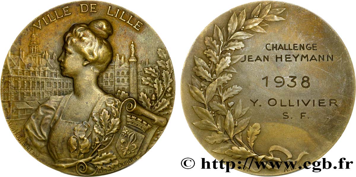 TROISIÈME RÉPUBLIQUE Médaille de la ville de Lille TTB+