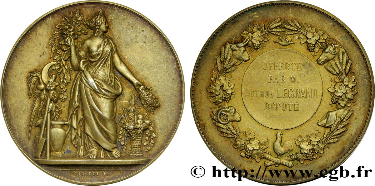 III REPUBLIC Médaille offerte par M. Arthur Legrand, député AU