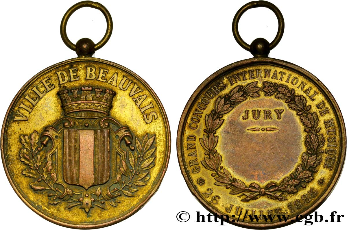 III REPUBLIC Médaille de la ville de Beauvais - concours musical AU