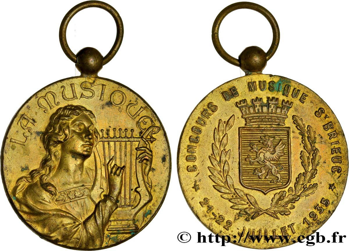 TROISIÈME RÉPUBLIQUE Médaille de la ville de St-Brieuc - concours musical TTB