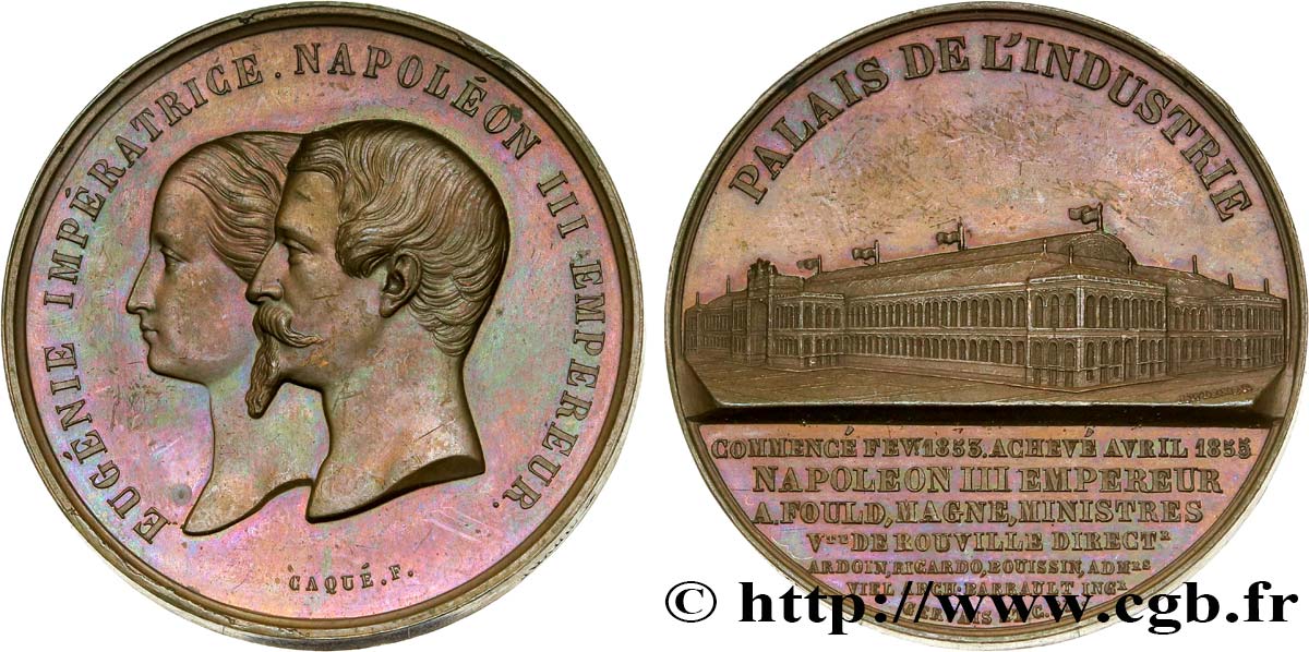 SECONDO IMPERO FRANCESE Médaille du palais de l’Industrie, vue nord-ouest  q.SPL