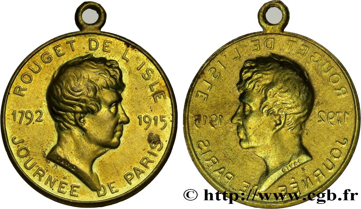 III REPUBLIC Médaille bractéate de Rouget de l’Isle AU