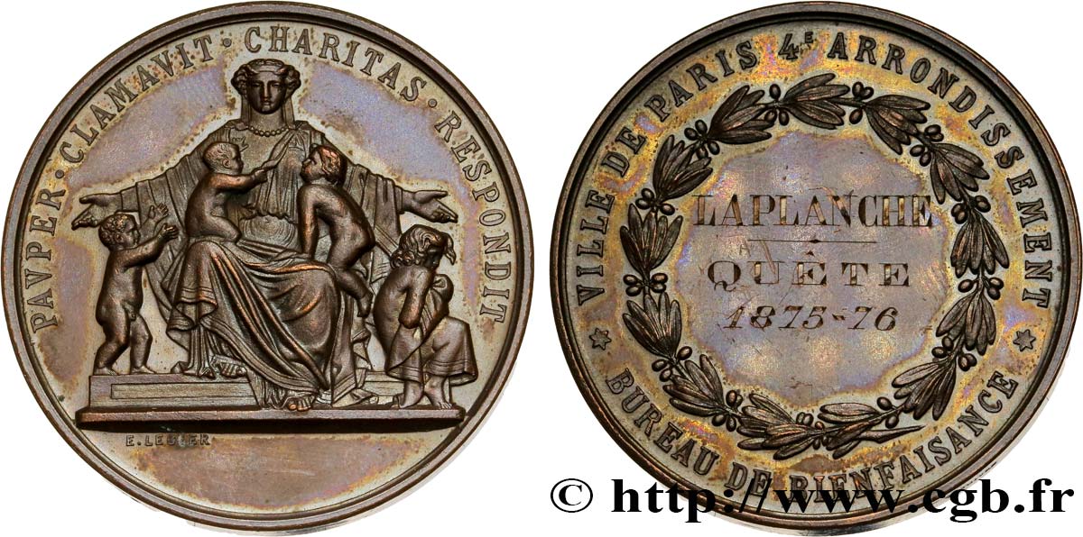 III REPUBLIC Médaille de la ville de Paris - bureau de bienfaisance AU