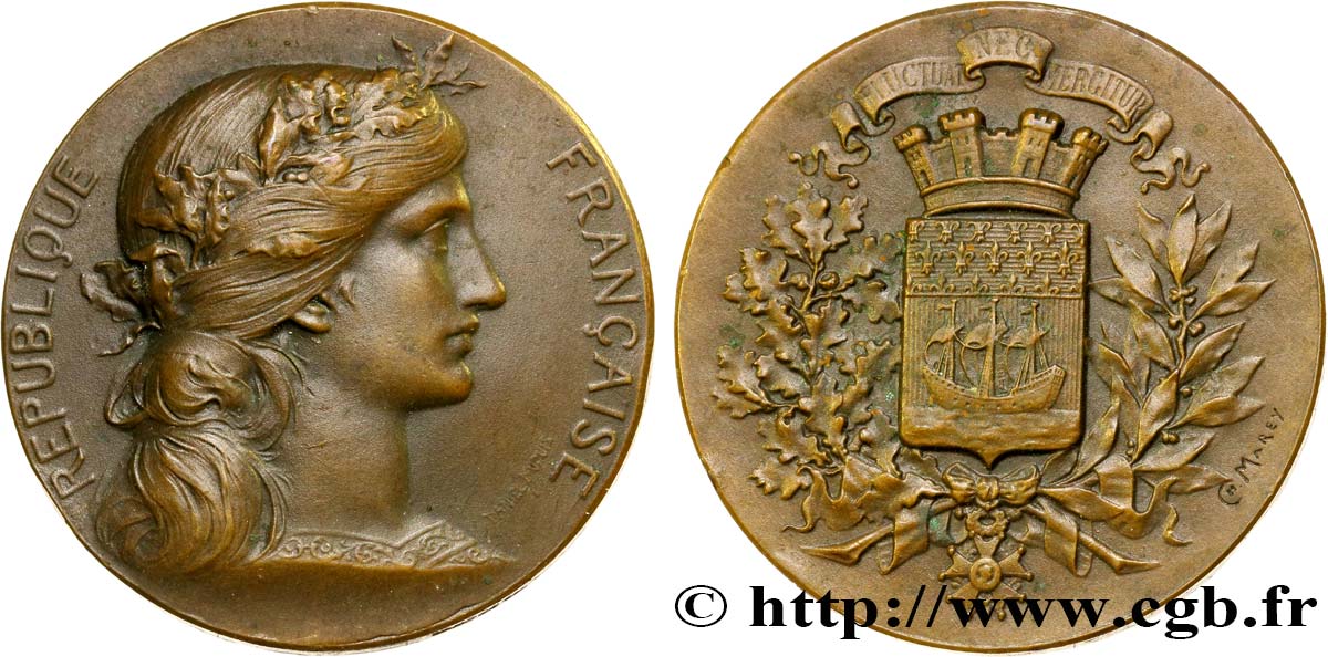 III REPUBLIC Médaille de la ville de Paris AU/AU
