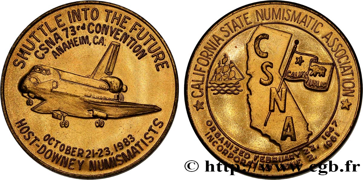 ESTADOS UNIDOS DE AMÉRICA Médaille de la société numismatique de Californie SC
