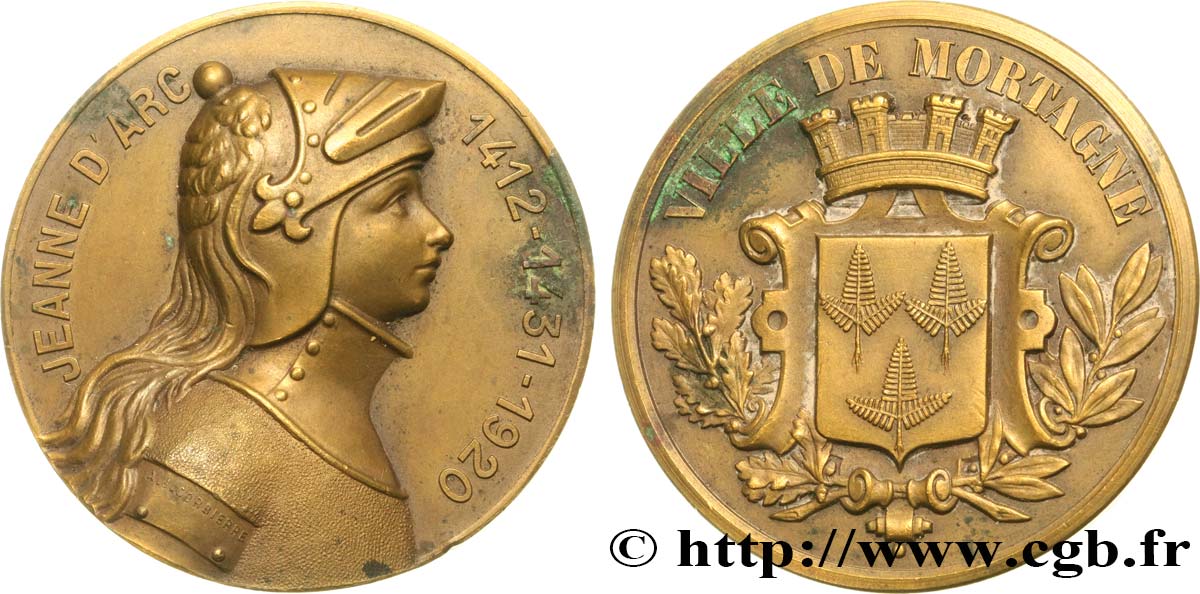 TROISIÈME RÉPUBLIQUE Médaille de la ville de Mortagne - Jeanne d’Arc TTB