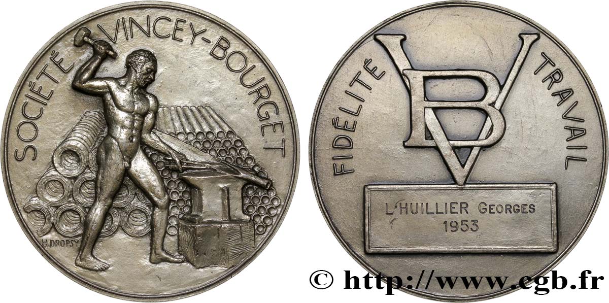 VIERTE FRANZOSISCHE REPUBLIK Médaille de la sociéte Vincey-Bourget fVZ