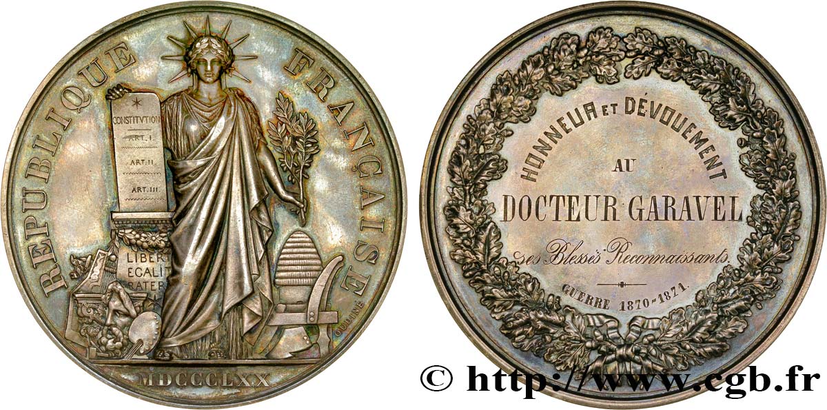 GOUVERNEMENT DE LA DÉFENSE NATIONALE Médaille de docteur - guerre 1870-1871 MBC+