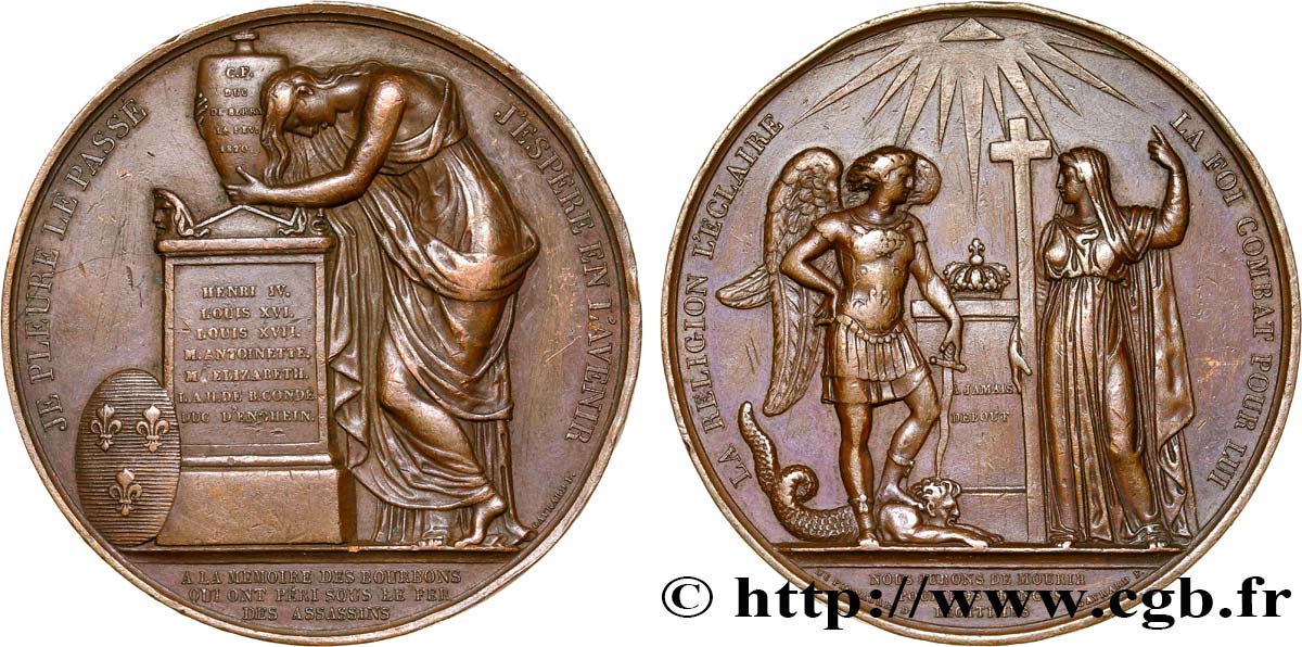 LOUIS XVIII Médaille, Hommage aux Bourbons TTB+
