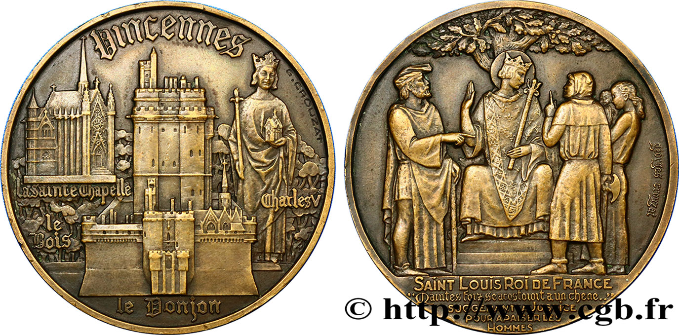 III REPUBLIC Médaille de Vincennes - Charles V et Saint-Louis AU
