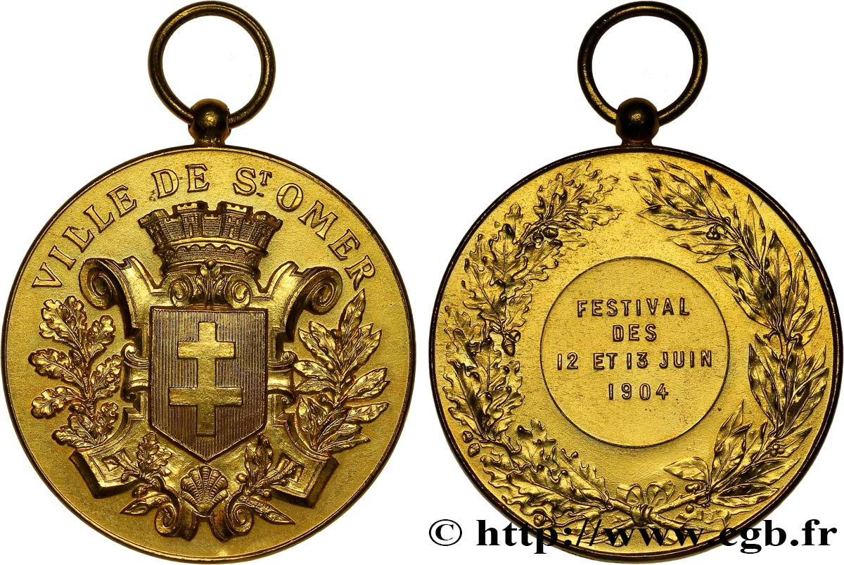 TROISIÈME RÉPUBLIQUE Médaille de la ville de Saint-Omer TTB+
