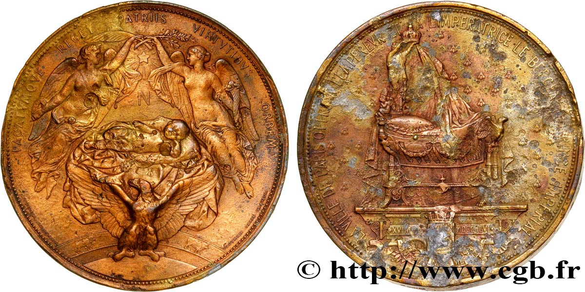 SEGUNDO IMPERIO FRANCES Médaille, Berceau du prince impérial Louis-Napoléon BC+