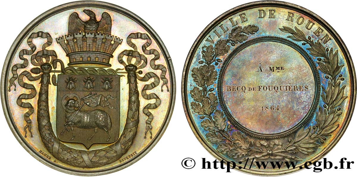 SEGUNDO IMPERIO FRANCES Médaille de la ville de Rouen EBC