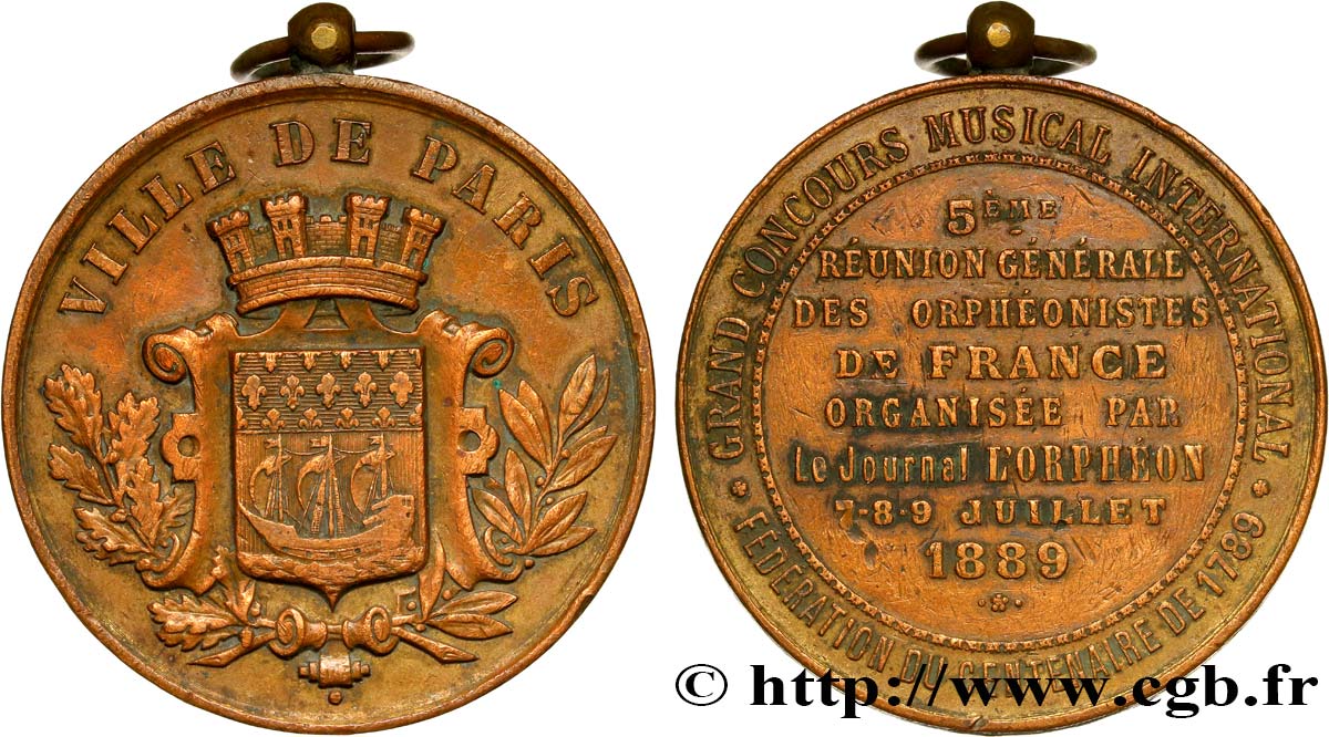 DRITTE FRANZOSISCHE REPUBLIK Médaille du concours musical Paris fSS