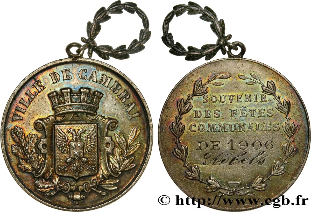 III REPUBLIC Médaille des fêtes communales de Cambrai AU