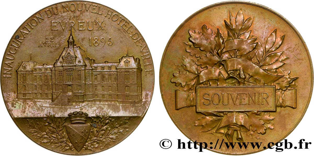 III REPUBLIC Médaille d’inauguration de l’Hôtel de Ville AU