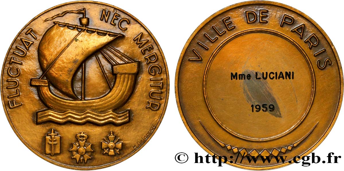 CINQUIÈME RÉPUBLIQUE Médaille - Fluctuac Nec Mergitur SUP