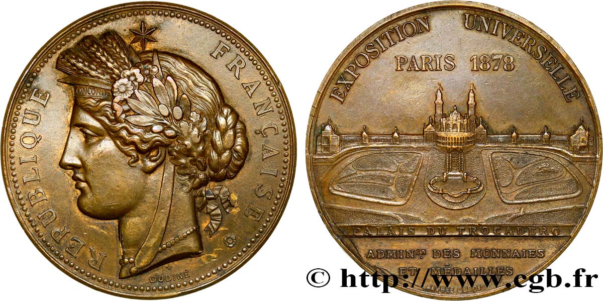 TERCERA REPUBLICA FRANCESA Médaille, Palais du Trocadéro, Exposition Universelle MBC