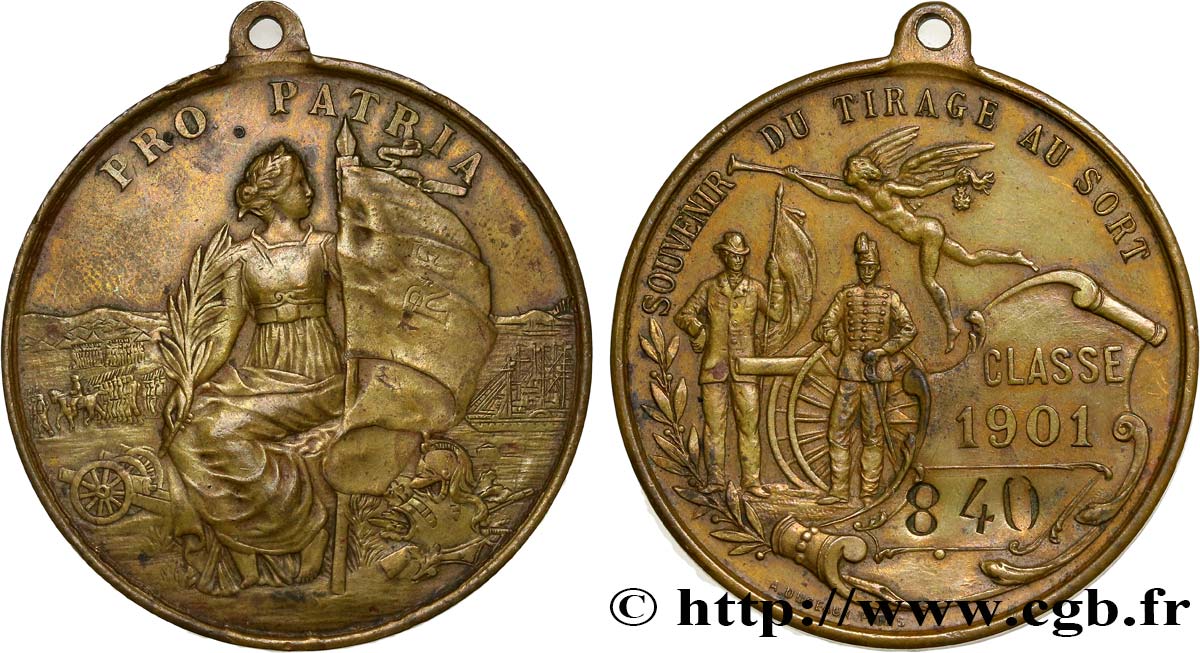 III REPUBLIC Médaille, Souvenir du tirage au sort XF/AU