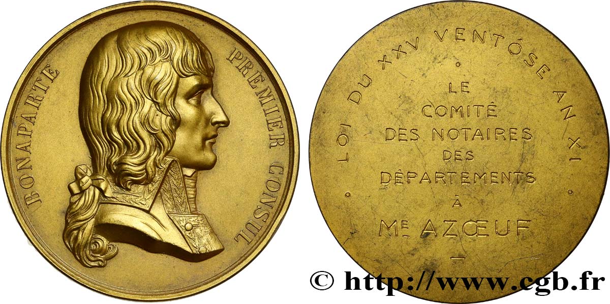 III REPUBLIC Médaille de Bonaparte, premier consul AU