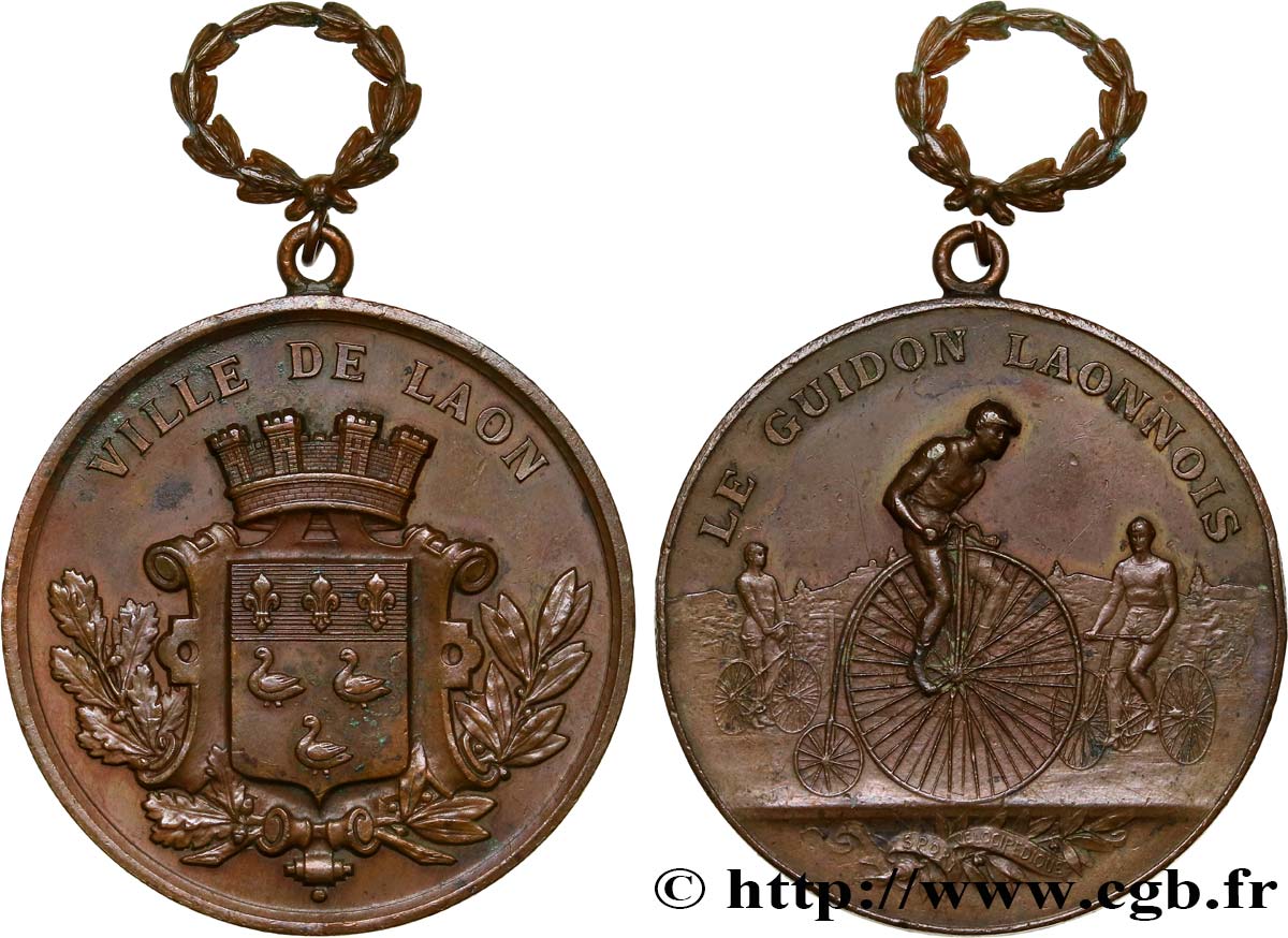 DRITTE FRANZOSISCHE REPUBLIK Médaille de Laon - sport vélocipédique fVZ