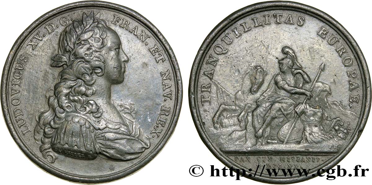 LOUIS XV THE BELOVED Médaille pour la paix d’Espagne XF