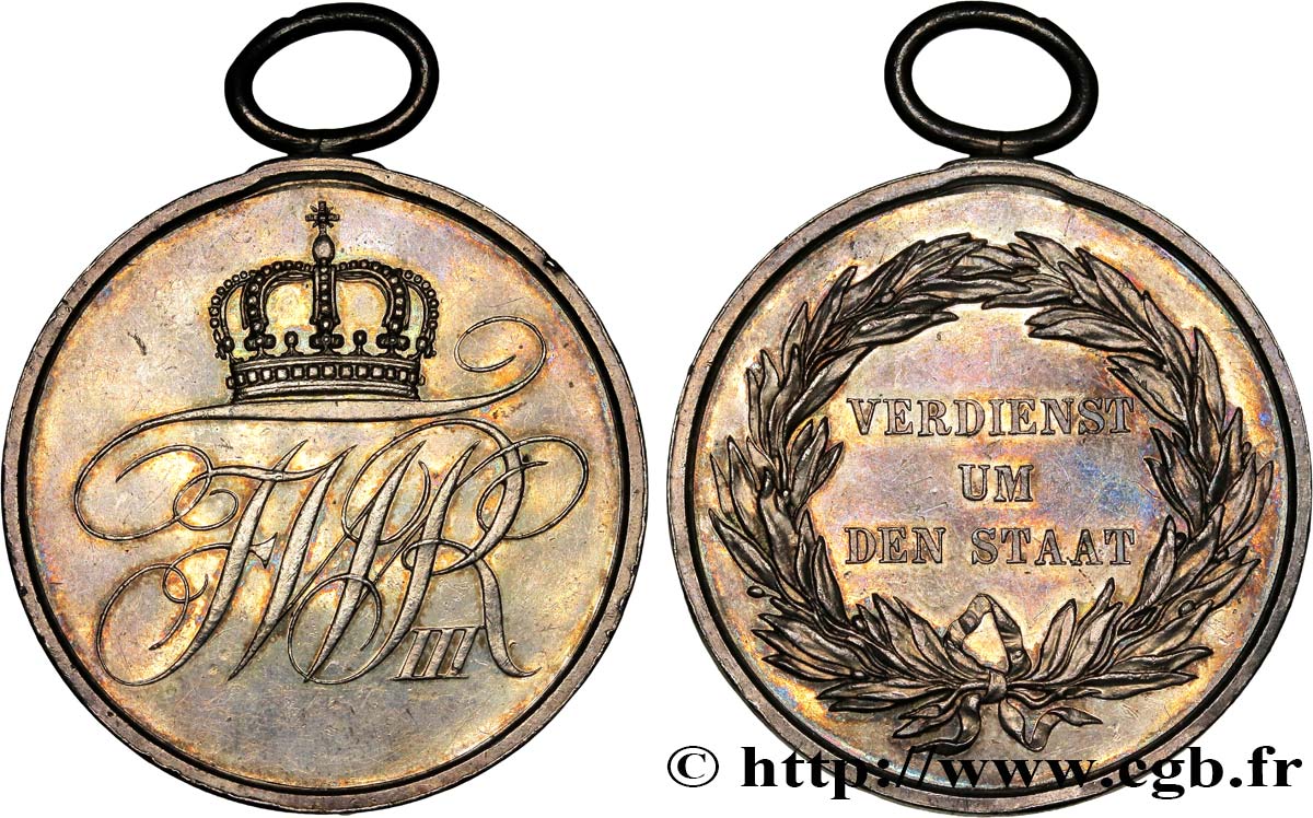 ALLEMAGNE - ROYAUME DE PRUSSE - FRÉDÉRIC-GUILLAUME III Médaille, Service à l’état MBC+
