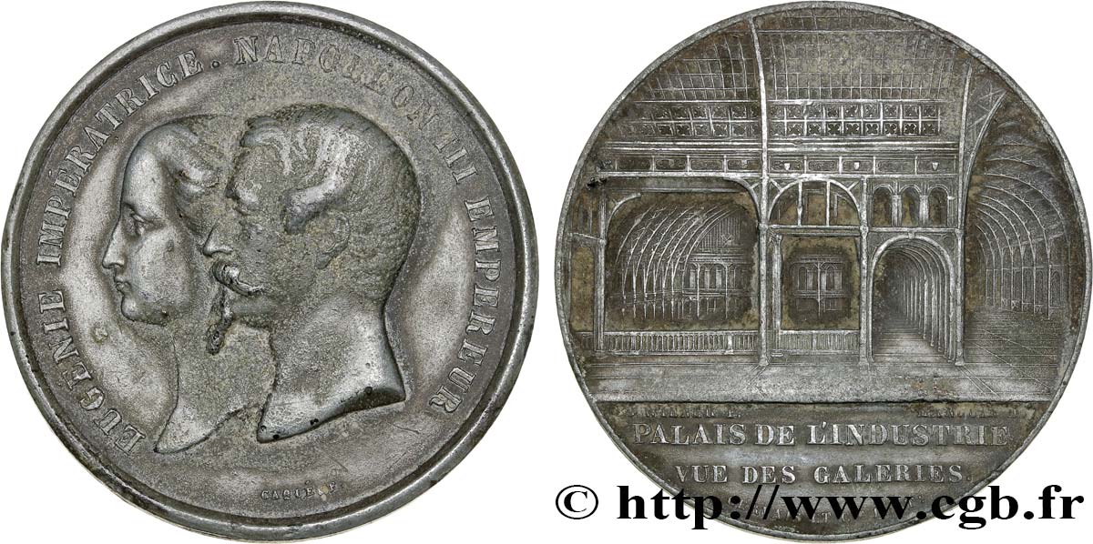 SECONDO IMPERO FRANCESE Médaille, Palais de l’Industrie, Vue des galeries q.BB