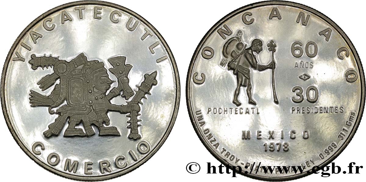 MÉXICO Médaille de Yacatecuhtli, dieu des marchands SC