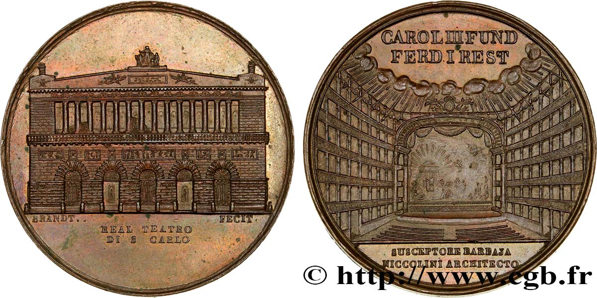 ITALIE Médaille du théatre de San Carlo de Naples SUP