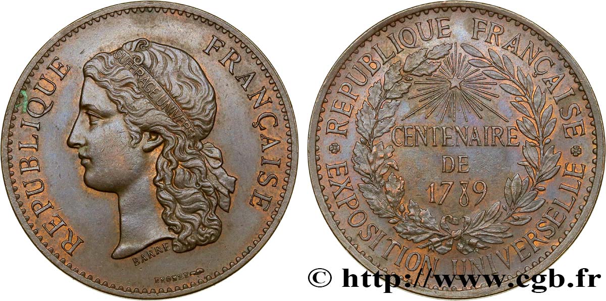 DRITTE FRANZOSISCHE REPUBLIK Médaille, Centenaire de 1789 fVZ