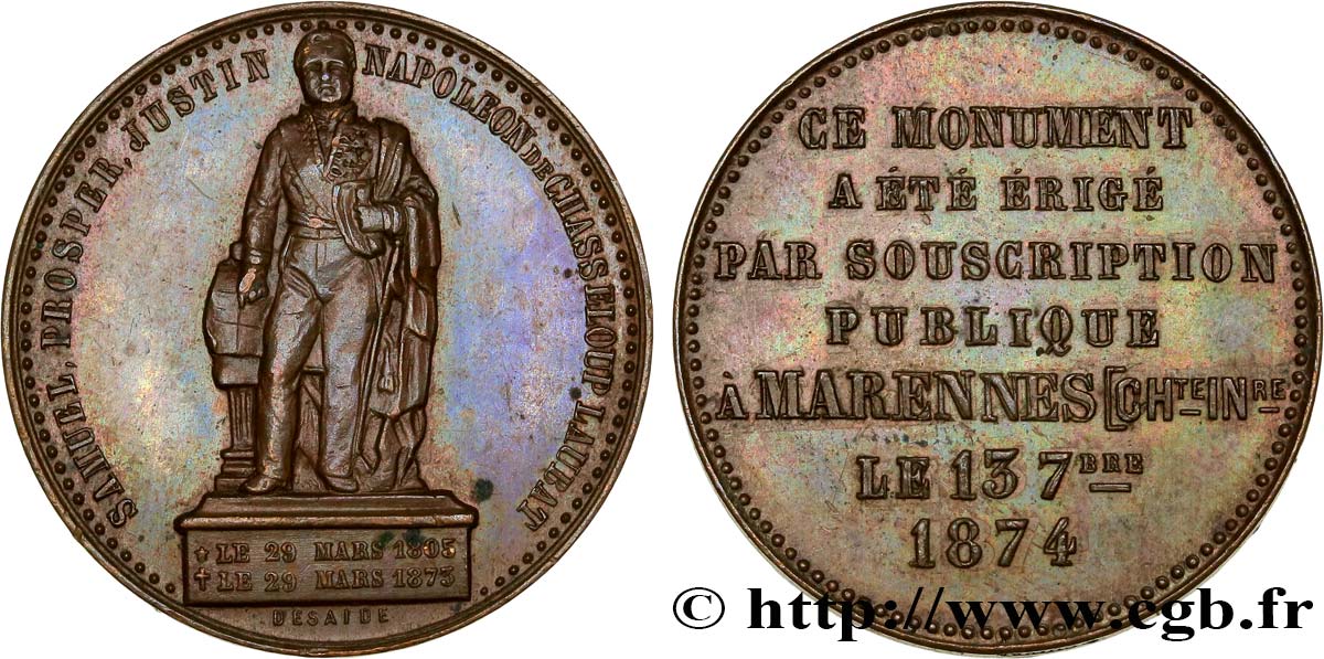 TERCERA REPUBLICA FRANCESA Médaille de Prosper de Chasseloup-Laubat EBC